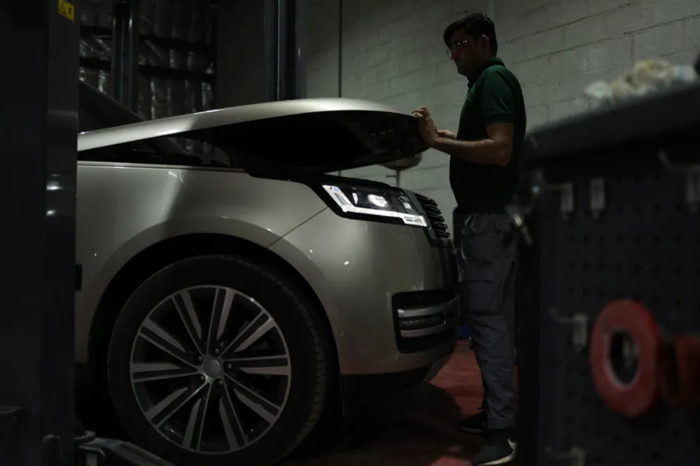Range Rover in the Golden Horse workshop in Al Quoz, Dubai